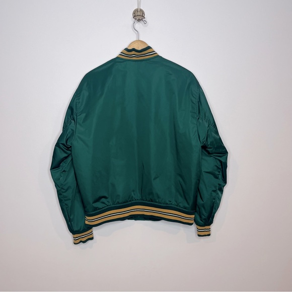 Abercrombie & Fitch Men's Medium Green Varsity Style Bomber Jacket Team Colors - Picture 3 of 11